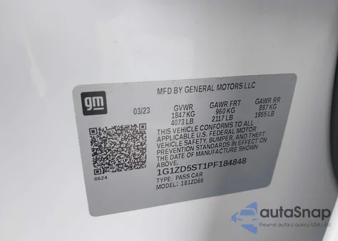 2023 Chevrolet Malibu Fwd 1Lt from USA, damaged, VIN 1G1ZD5ST1PF184848